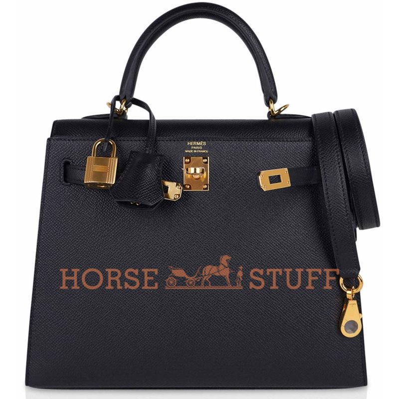 Hermès Kelly Sellier 25 Black Epsom GHW