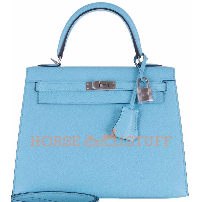 Hermès Kelly Sellier 25 Blue Atoll Epsom PHW