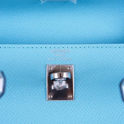 Hermès Kelly Sellier 25 Blue Atoll Epsom PHW