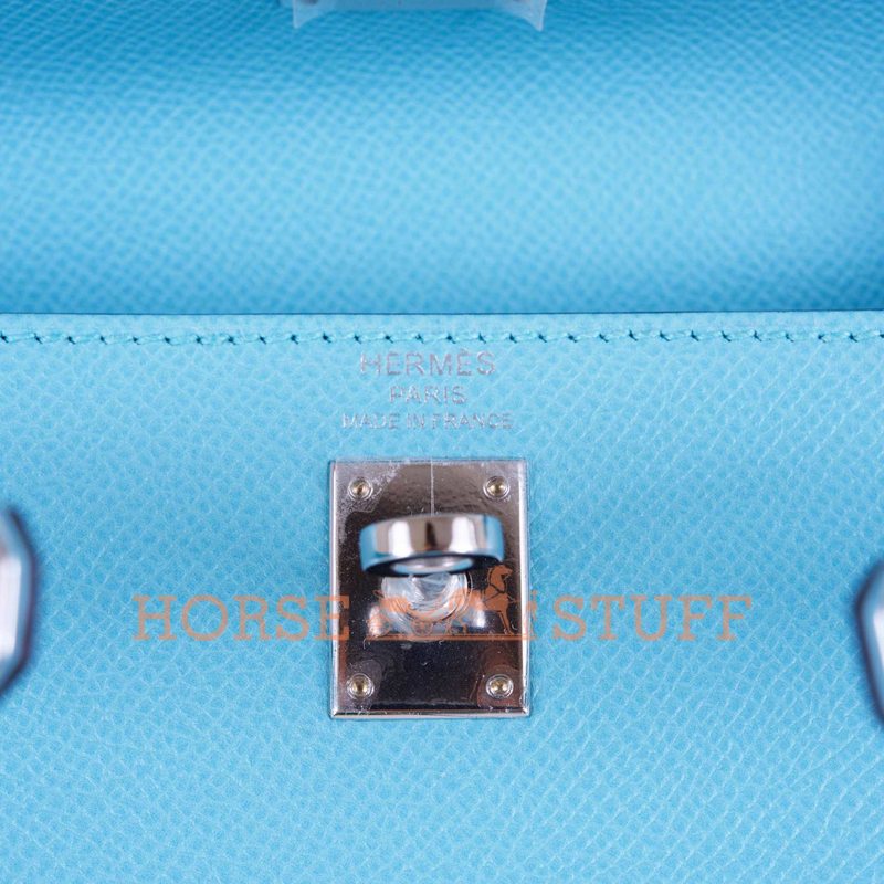 Hermès Kelly Sellier 25 Blue Atoll Epsom PHW