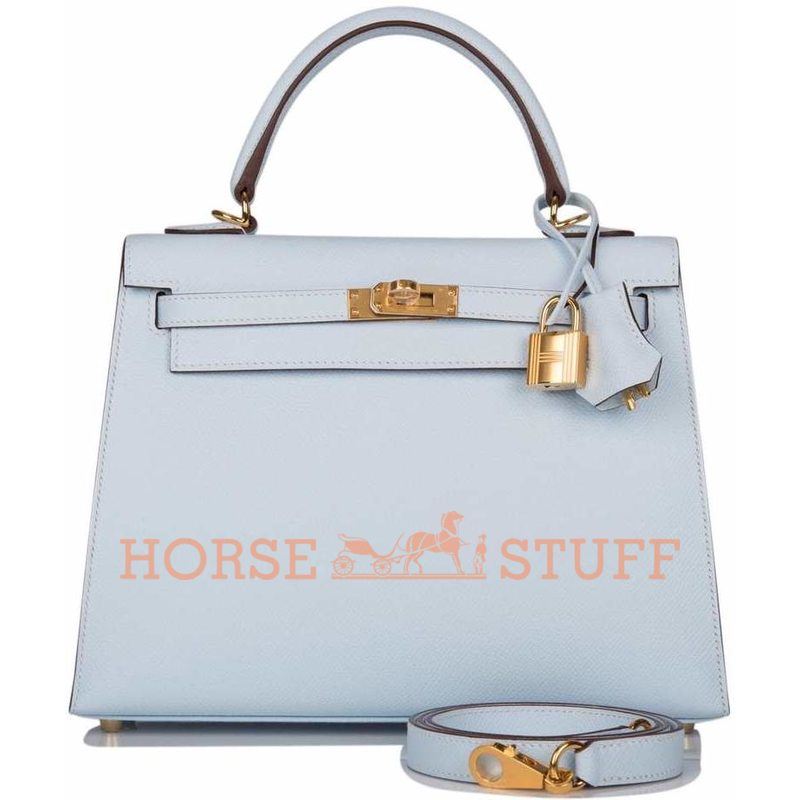 Hermès Kelly Sellier 25 Blue Brume Epsom GHW