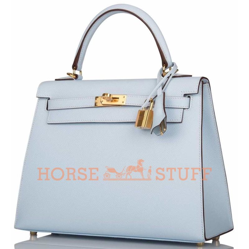 Hermès Kelly Sellier 25 Blue Brume Epsom GHW