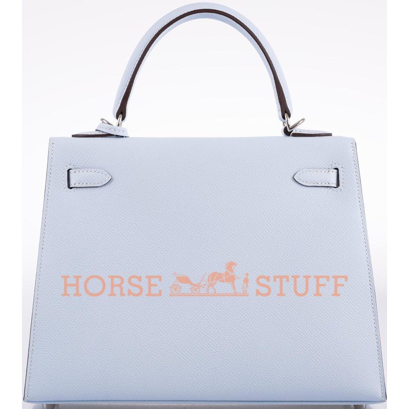 Hermès Kelly Sellier 25 Blue Brume Epsom PHW