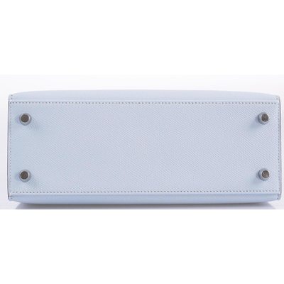 Hermès Kelly Sellier 25 Blue Brume Epsom PHW