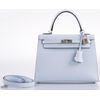 Hermès Kelly Sellier 25 Blue Brume Epsom PHW