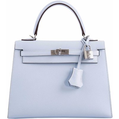 Hermès Kelly Sellier 25 Blue Brume Epsom PHW