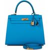 Hermès Kelly Sellier 25 Blue Frida Epsom GHW