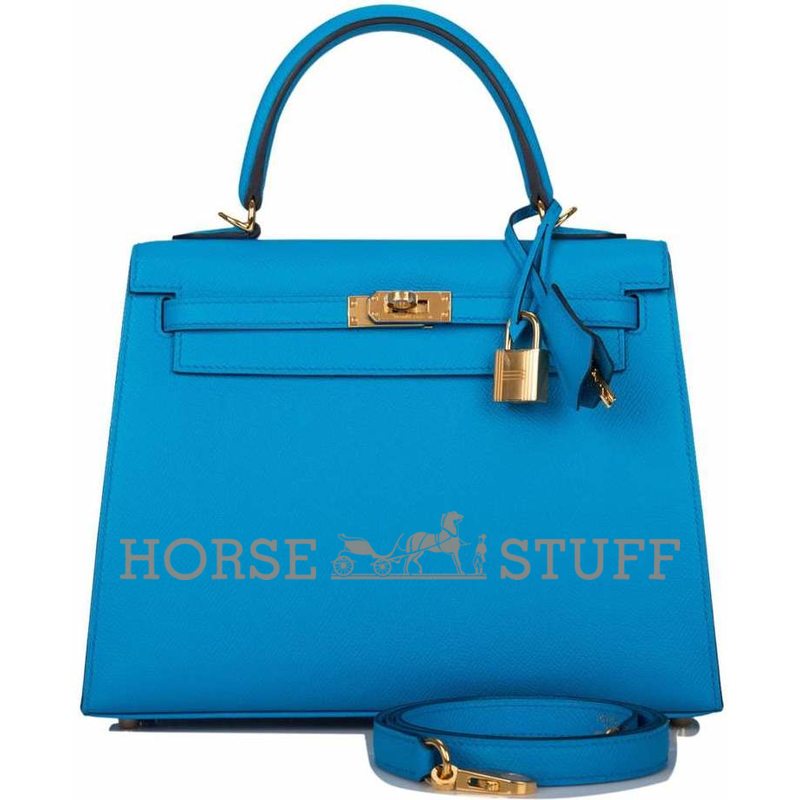 Hermès Kelly Sellier 25 Blue Frida Epsom GHW