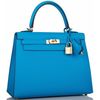 Hermès Kelly Sellier 25 Blue Frida Epsom GHW