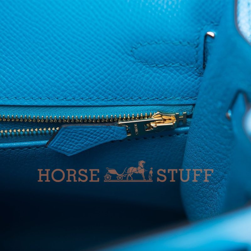 Hermès Kelly Sellier 25 Blue Frida Epsom GHW