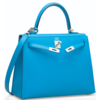 Hermès Kelly Sellier 25 Blue Frida Epsom PHW