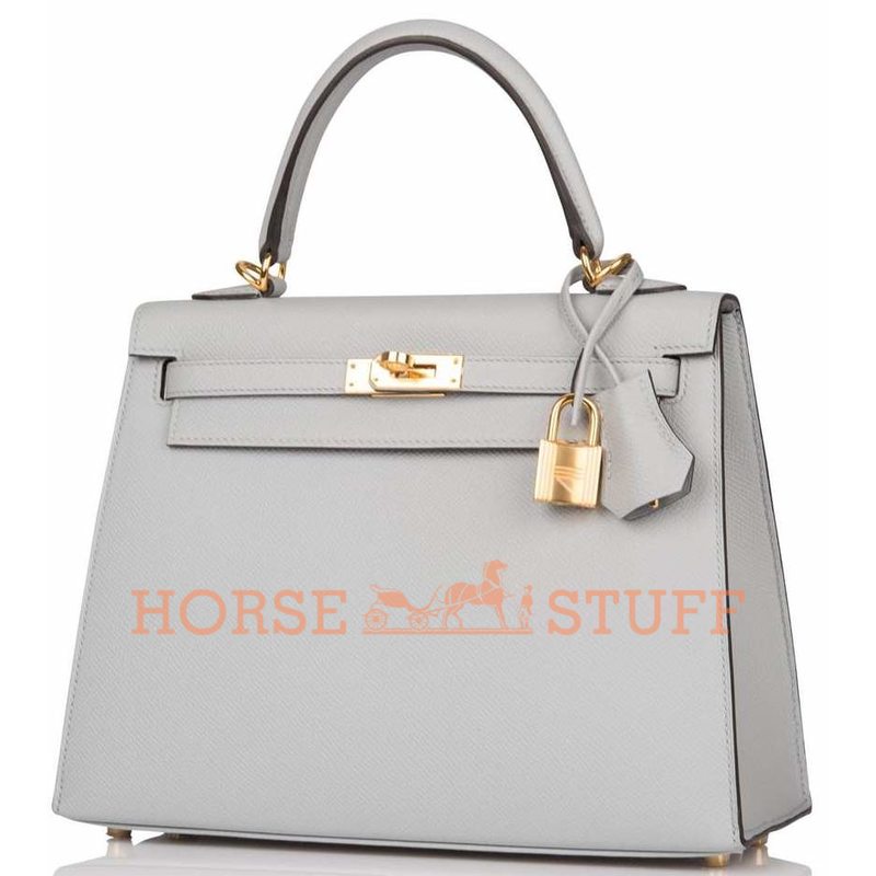 Hermès Kelly Sellier 25 Blue Glacier Epsom GHW