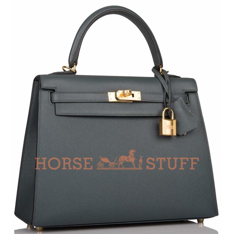 Hermès Kelly Sellier 25 Blue Orage Epsom GHW