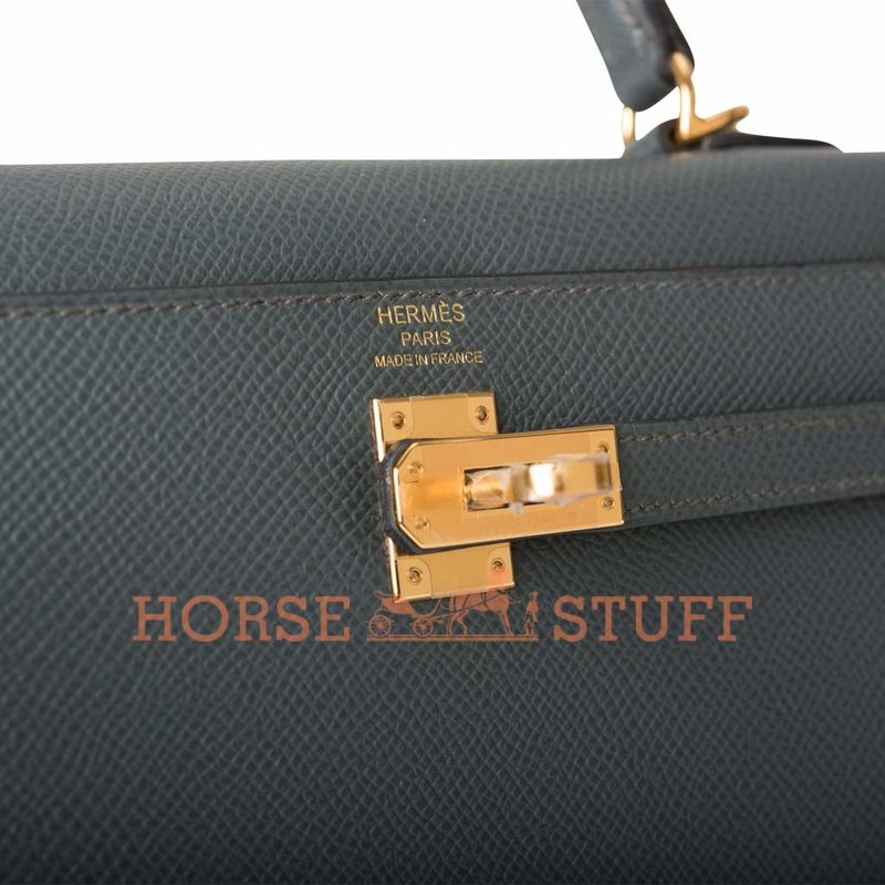 Hermès Kelly Sellier 25 Blue Orage Epsom GHW