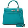 Hermès Kelly Sellier 25 Blue Paon Epsom PHW