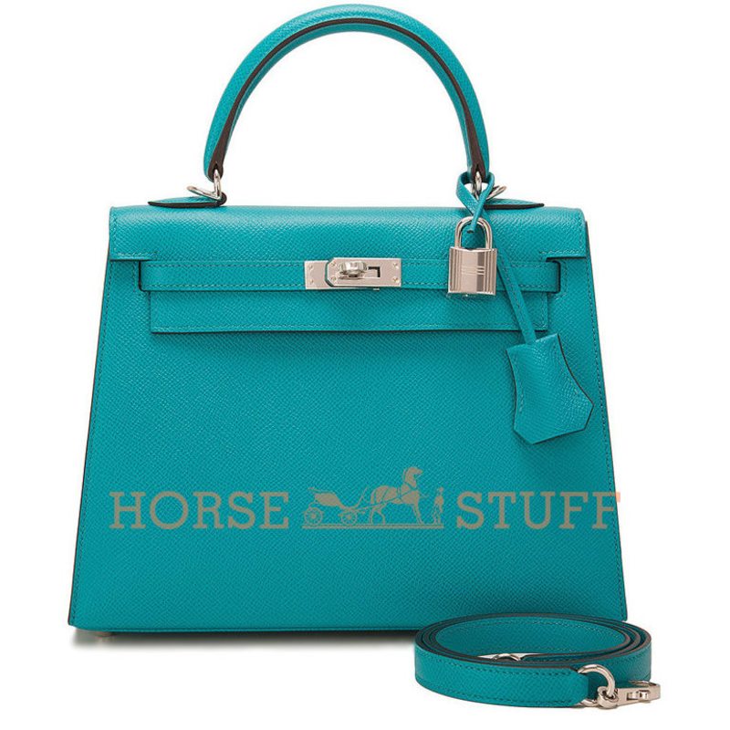 Hermès Kelly Sellier 25 Blue Paon Epsom PHW