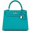 Hermès Kelly Sellier 25 Blue Paon Epsom PHW