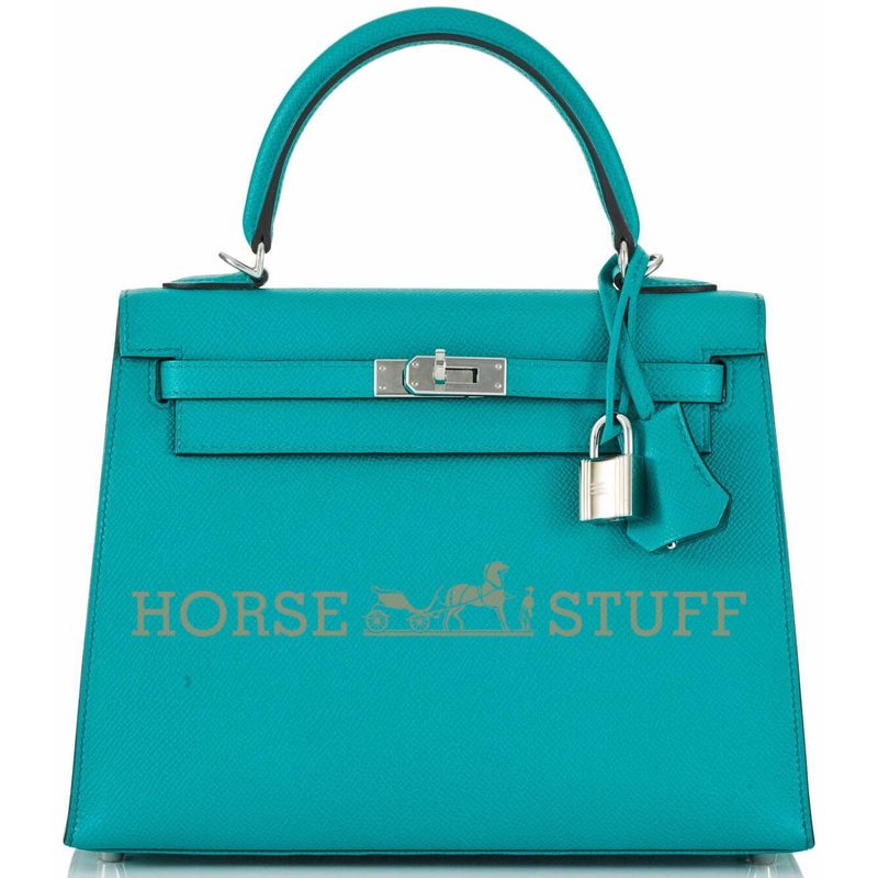 Hermès Kelly Sellier 25 Blue Paon Epsom PHW