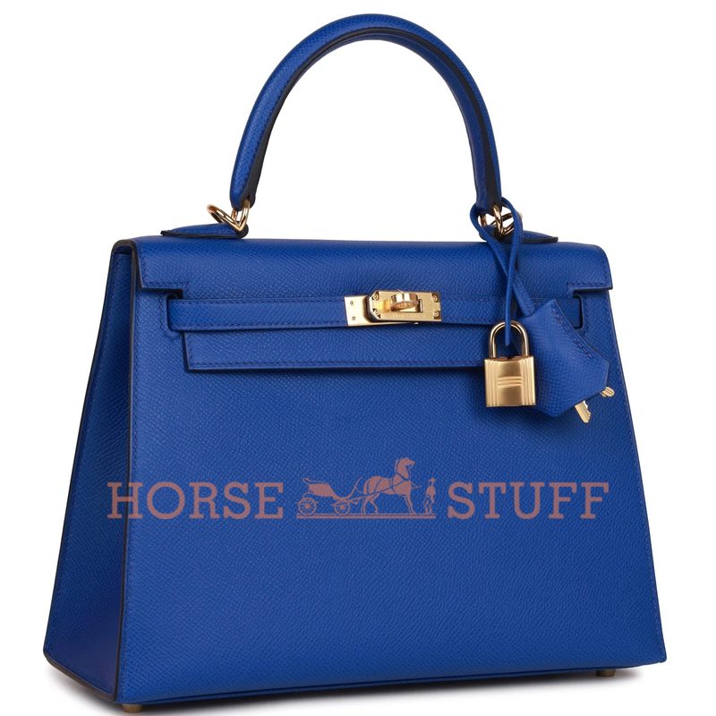 Hermès Kelly Sellier 25 Blue Royal Epsom GHW