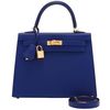 Hermès Kelly Sellier 25 Blue Sapphire Epsom GHW