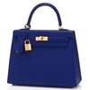 Hermès Kelly Sellier 25 Blue Sapphire Epsom GHW