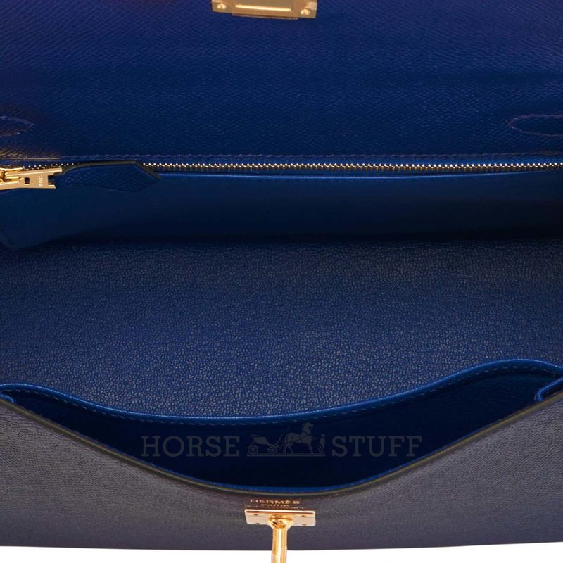 Hermès Kelly Sellier 25 Blue Sapphire Epsom GHW