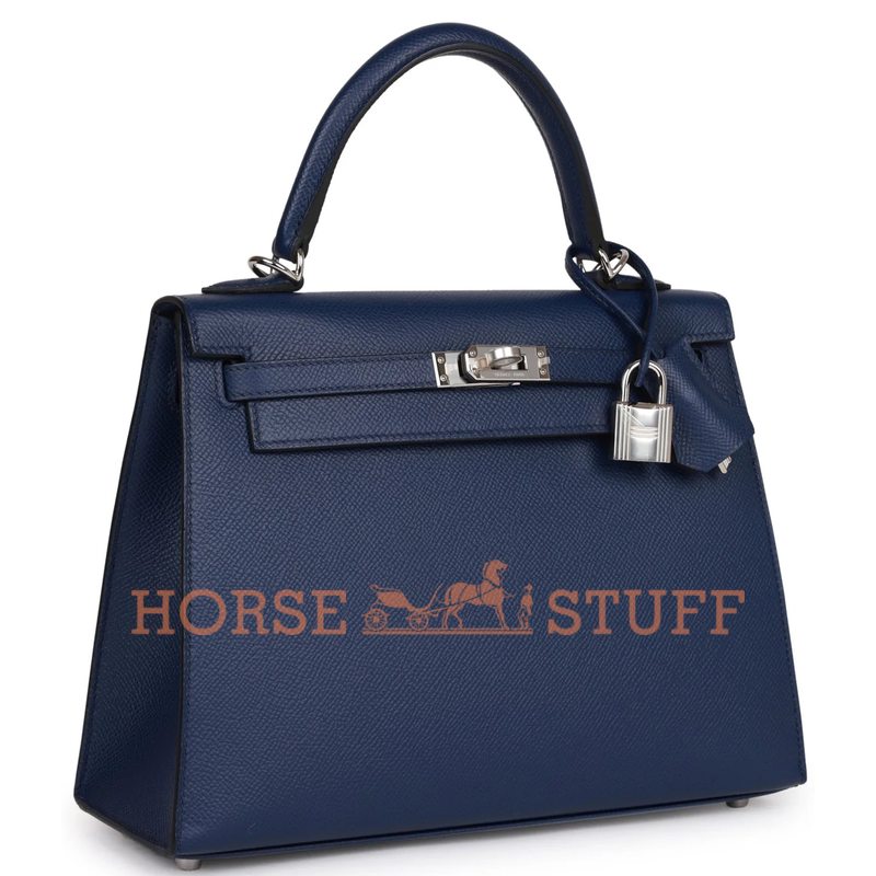 Hermès Kelly Sellier 25 Blue Sapphire Epsom PHW