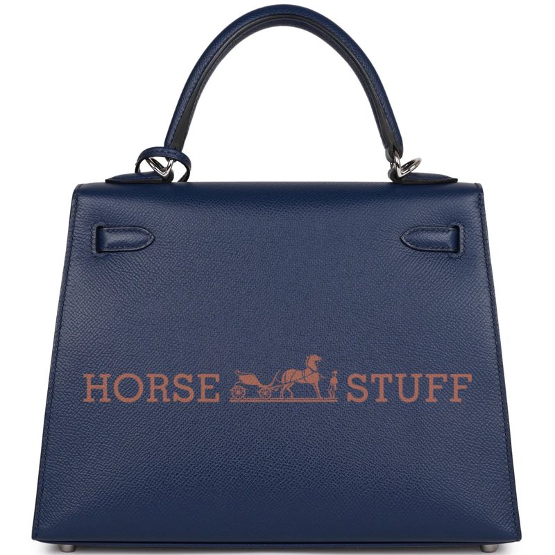 Hermès Kelly Sellier 25 Blue Sapphire Epsom PHW