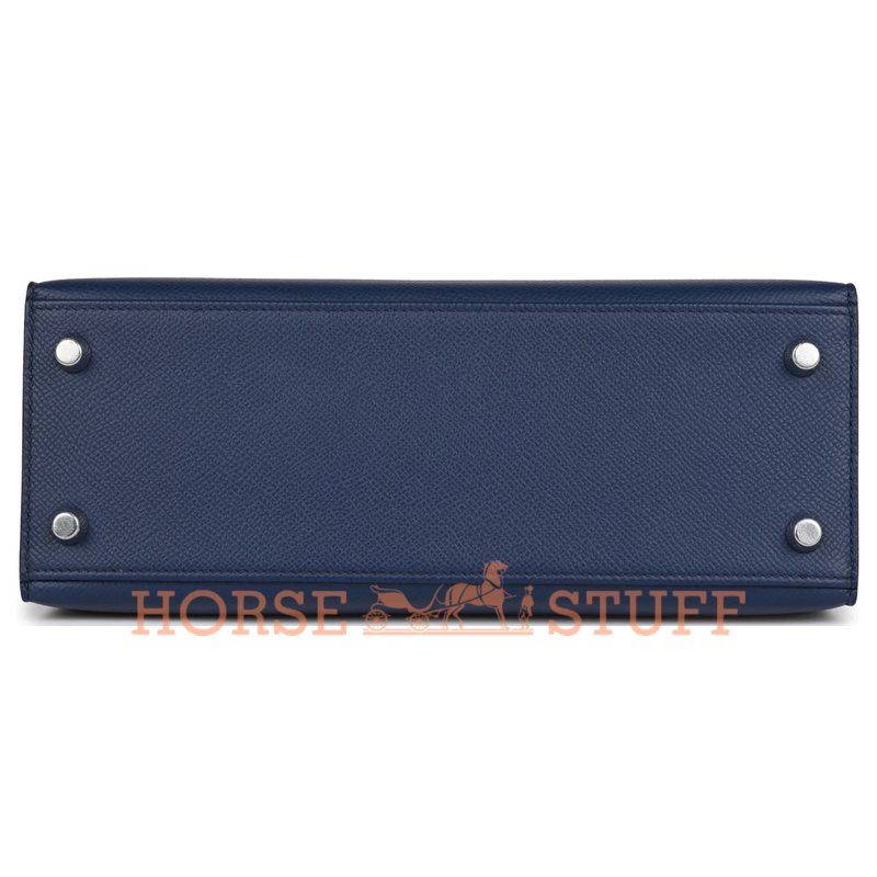 Hermès Kelly Sellier 25 Blue Sapphire Epsom PHW