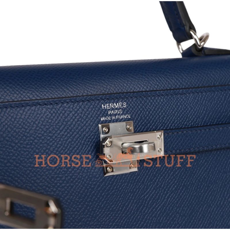 Hermès Kelly Sellier 25 Blue Sapphire Epsom PHW