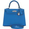 Hermès Kelly Sellier 25 Blue Zellige Epsom PHW