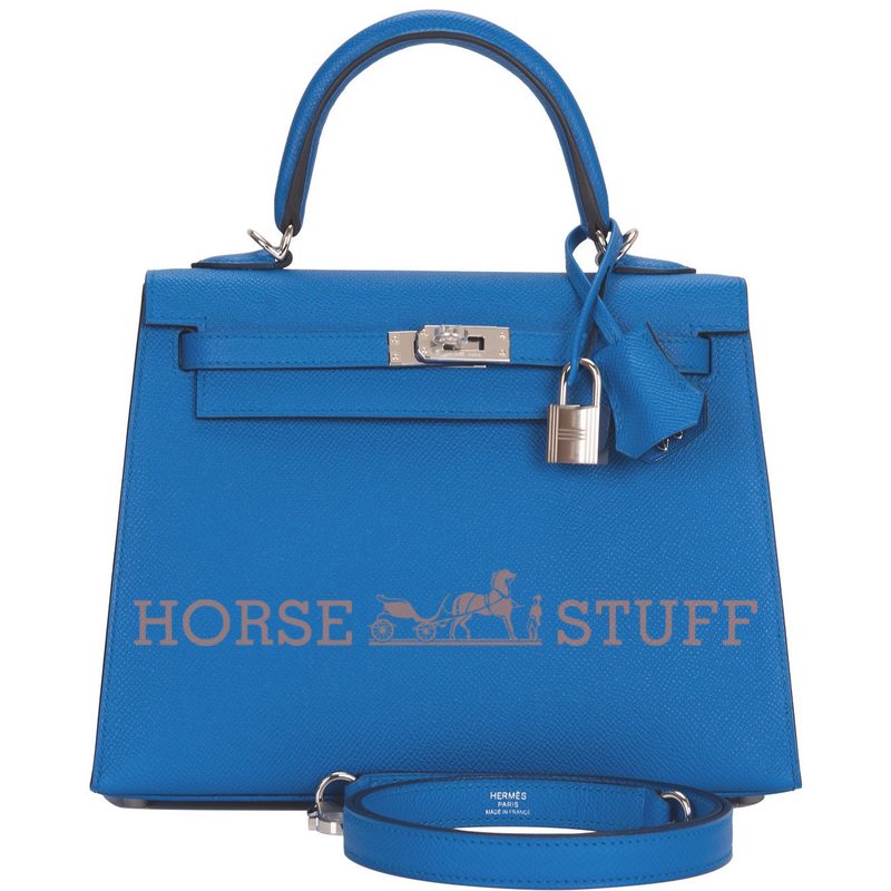 Hermès Kelly Sellier 25 Blue Zellige Epsom PHW