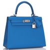 Hermès Kelly Sellier 25 Blue Zellige Epsom PHW