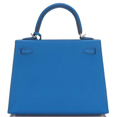 Hermès Kelly Sellier 25 Blue Zellige Epsom PHW