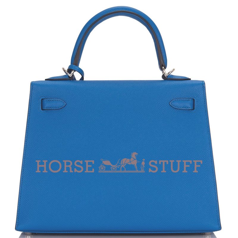 Hermès Kelly Sellier 25 Blue Zellige Epsom PHW