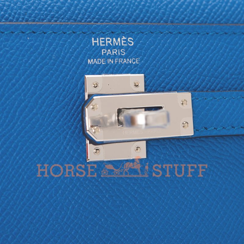 Hermès Kelly Sellier 25 Blue Zellige Epsom PHW