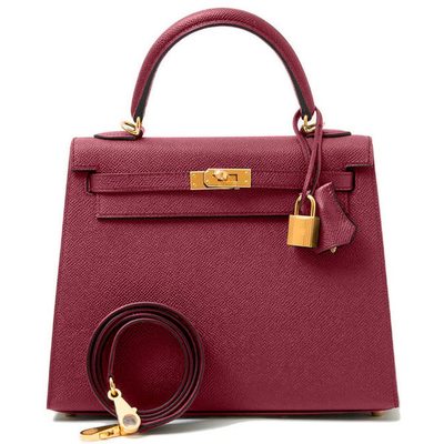 Hermès Kelly Sellier 25 Bordeaux Epsom GHW