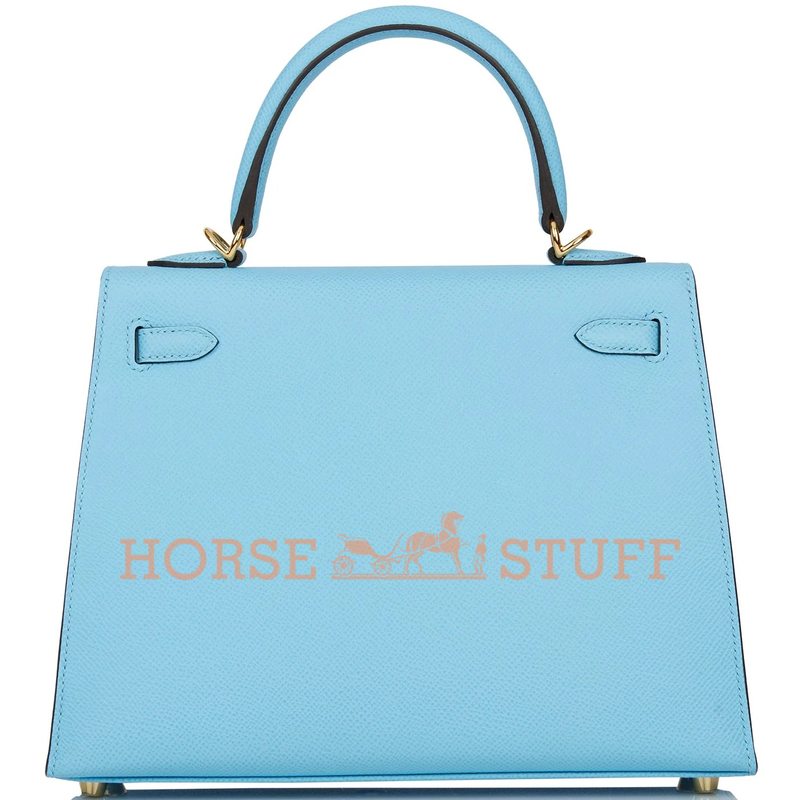 Hermès Kelly Sellier 25 Celeste Epsom GHW