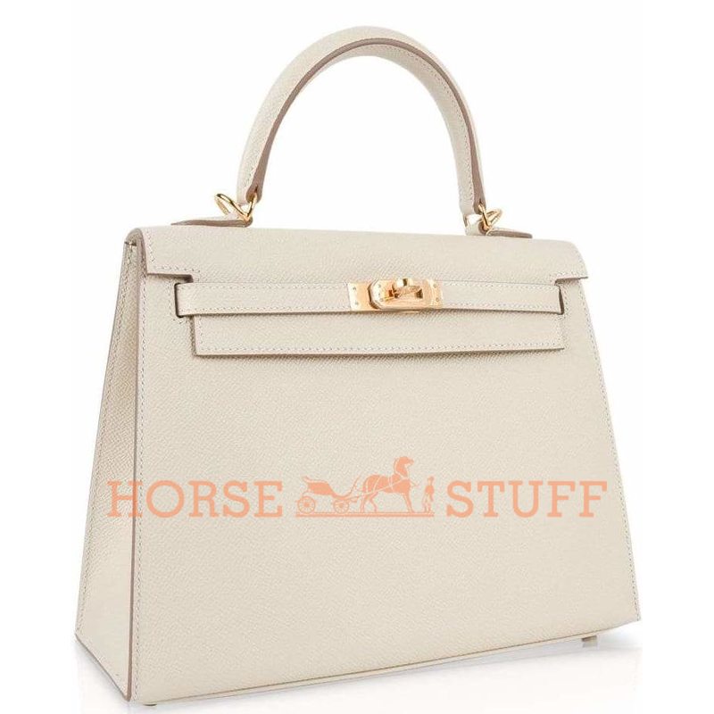 Hermès Kelly Sellier 25 Craie Epsom GHW