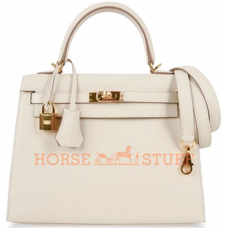 Hermès Kelly Sellier 25 Craie Epsom GHW