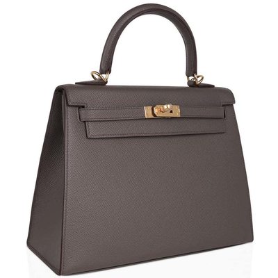 Hermès Kelly Sellier 25 Etain Epsom GHW