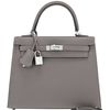 Hermès Kelly Sellier 25 Etain Epsom PHW