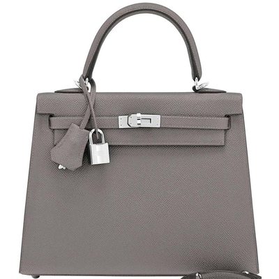 Hermès Kelly Sellier 25 Etain Epsom PHW