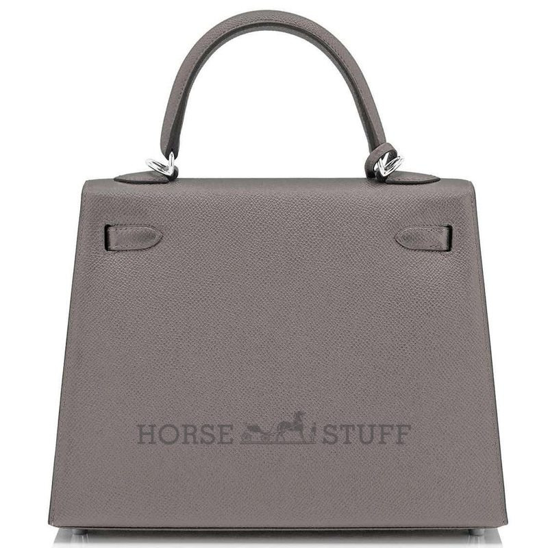 Hermès Kelly Sellier 25 Etain Epsom PHW