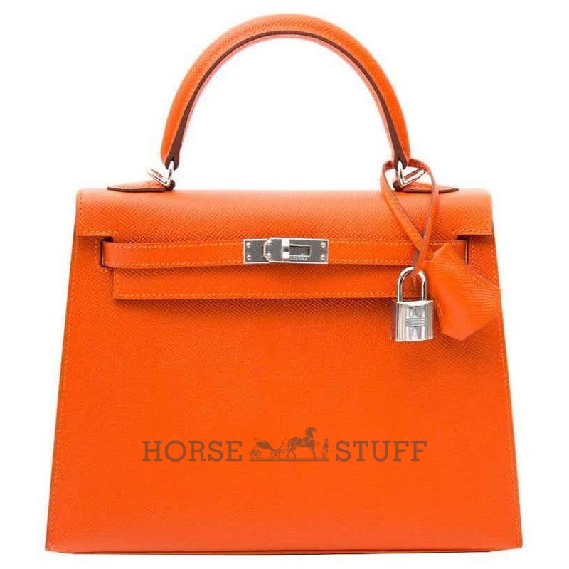 Hermès Kelly Sellier 25 Feu Epsom PHW