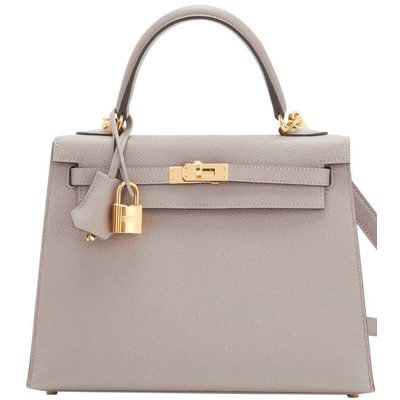 Hermès Kelly Sellier 25 Gris Asphalt Epsom GHW