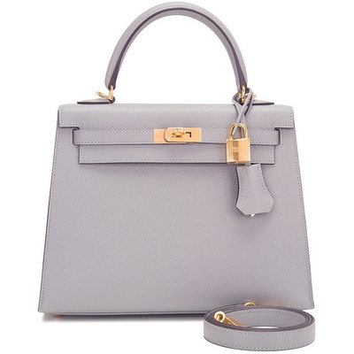 Hermès Kelly Sellier 25 Gris Mouette Epsom GHW