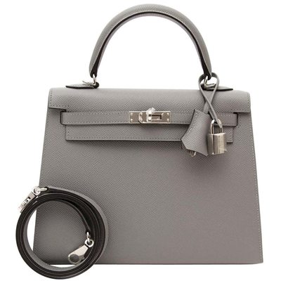 Hermès Kelly Sellier 25 Gris Mouette Epsom PHW