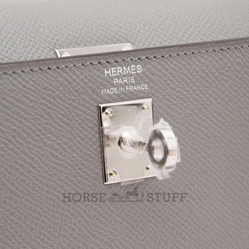 Hermès Kelly Sellier 25 Gris Mouette Epsom PHW