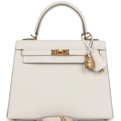 Hermès Kelly Sellier 25 Gris Pale Epsom GHW